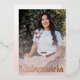 ダスティーモダンピンクローズ金ゴールドキンセアニェラ 箔招待状