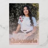 ダスティーモダンピンクローズ金ゴールドキンセアニェラ 箔招待状 (正面)