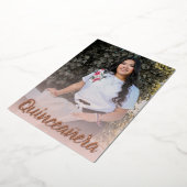 ダスティーモダンピンクローズ金ゴールドキンセアニェラ 箔招待状 (回転した状態)