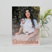 ダスティーモダンピンクローズ金ゴールドキンセアニェラ 箔招待状 (立ち正面)