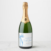 ダスティーモダンブエレガントルーリボンブライダルシャワー スパークリングワインラベル (正面)