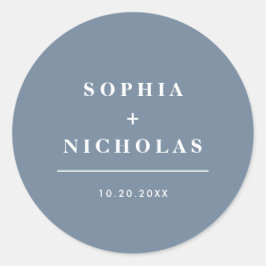 ダスティーモダンブルーエレガミニマルントウェディング ラウンドシール