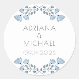 ダスティーモダンブルーグレーフローラ結婚ズ ラウンドシール