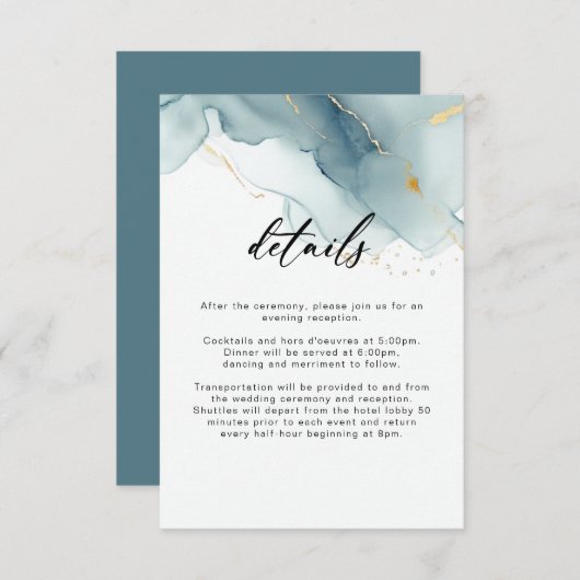 ダスティーモダンブルーサマービーチ結婚式詳細 エンクロージャーカード (正面/裏面)