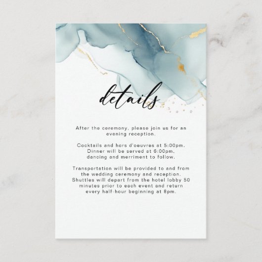 ダスティーモダンブルーサマービーチ結婚式詳細 エンクロージャーカード (正面)