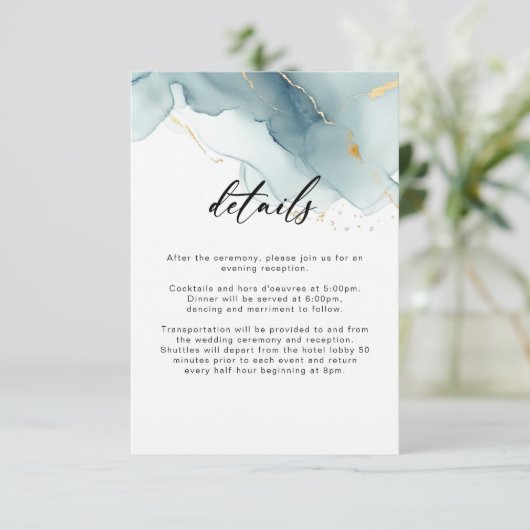 ダスティーモダンブルーサマービーチ結婚式詳細 エンクロージャーカード (スタンド正面)