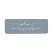 ダスティーモダンブルーシック書道スクリプトリターン ラベル (正面)