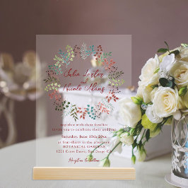 ダスティーモダンブルーシーシェルビーチ海結婚ズ アクリル招待状