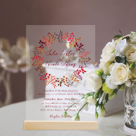 ダスティーモダンブルーシーシェルビーチ海結婚ズ アクリル招待状