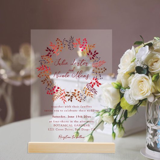 ダスティーモダンブルーシーシェルビーチ海結婚ズ アクリル招待状