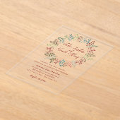 ダスティーモダンブルーシーシェルビーチ海結婚ズ アクリル招待状 (レイダウン)