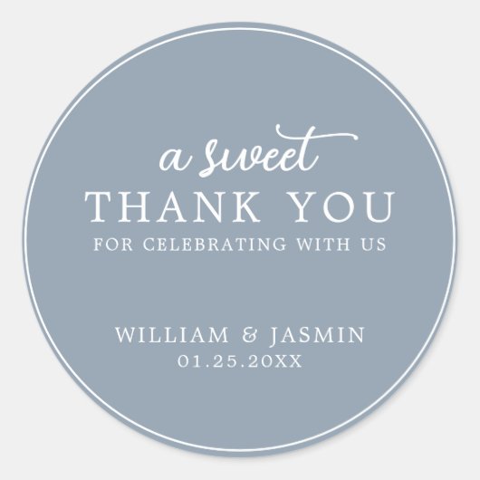 ダスティーモダンブルースウィートサンキュー結婚ズ ラウンドシール (正面)