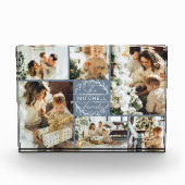 ダスティーモダンブルーファミリーフォトコラージュキープサケ フォトブロック (正面)