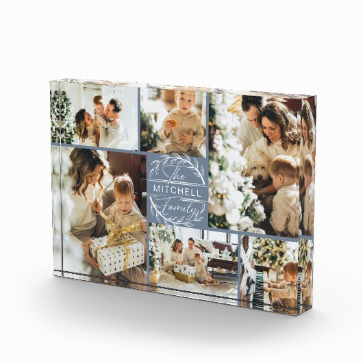 ダスティーモダンブルーファミリーフォトコラージュキープサケ フォトブロック (右)