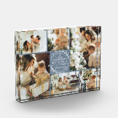 ダスティーモダンブルーファミリーフォトコラージュキープサケ フォトブロック (左)