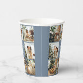 ダスティーモダンブルーファミリーフォトコラージングモノグラム 紙コップ (右)