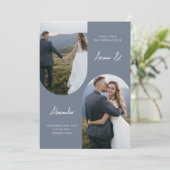 ダスティーモダンブルーフォトアーチ結婚ズ セーブザデート (スタンド正面)