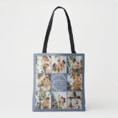 ダスティーモダンブルーフォトコラージュパーソナライズされた トートバッグ (正面)