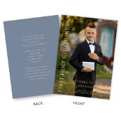 ダスティーモダンブルーフォトボーイファースト金ゴールド 箔招待状