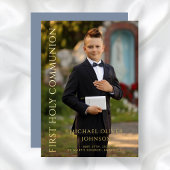 ダスティーモダンブルーフォトボーイファースト金ゴールド 箔招待状