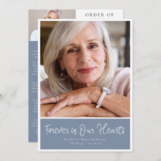 ダスティーモダンブルーフォト葬儀の順序 プログラム (正面/裏面)