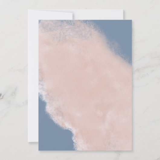 ダスティーモダンブルーフラワーズ赤面結婚式招待状 招待状 (裏面)