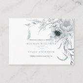 ダスティーモダンブルーフローラの結婚ウェブサイト 名刺 (正面)