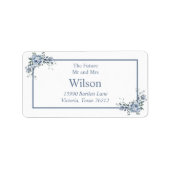 ダスティーモダンブルーフローラブラック差出人住所 ラベル (正面)