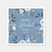 ダスティーモダンブルーフローラボホブライダルシャワー スタンダードカクテルナプキン (正面)