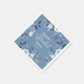 ダスティーモダンブルーフローラボホブライダルシャワー スタンダードカクテルナプキン (角)