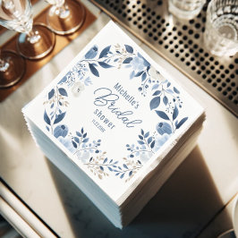 ダスティーモダンブルーフローラボホブライダルシャワー スタンダードカクテルナプキン