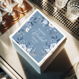 ダスティーモダンブルーフローラボホブライダルシャワー スタンダードカクテルナプキン