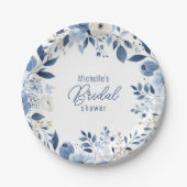 ダスティーモダンブルーフローラボホブライダルシャワー ペーパープレート (正面)