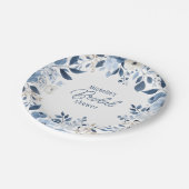 ダスティーモダンブルーフローラボホブライダルシャワー ペーパープレート (アングル)