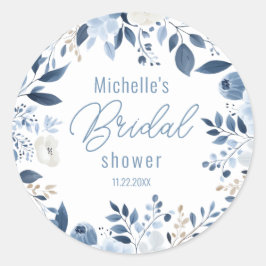ダスティーモダンブルーフローラボホブライダルシャワー ラウンドシール