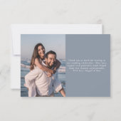 ダスティーモダンブルーフローラ結婚写真ありがとう サンキューカード (裏面)