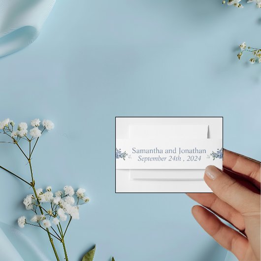 ダスティーモダンブルーフローラ 招待状ベリーバンド