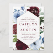 ダスティーモダンブルーブルゴーニュ結婚式招待状 招待状 (正面)