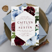 ダスティーモダンブルーブルゴーニュ結婚式招待状 招待状