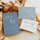 ダスティーモダンブルーベビーシャワー招待状その男の子 招待状