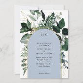 ダスティーモダンブルーボタニカルガーデントレンディー結婚ズ 招待状 (正面)
