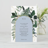 ダスティーモダンブルーボタニカルガーデントレンディー結婚ズ 招待状 (スタンド正面)