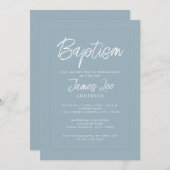 ダスティーモダンブルーボーイバプテスマ 招待状 (正面/裏面)
