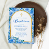 ダスティーモダンブルーボーイバプテスマ 招待状