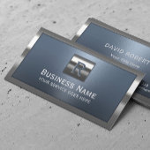 ダスティーモダンブルーメタリックフレームプロフェッショナル 名刺
