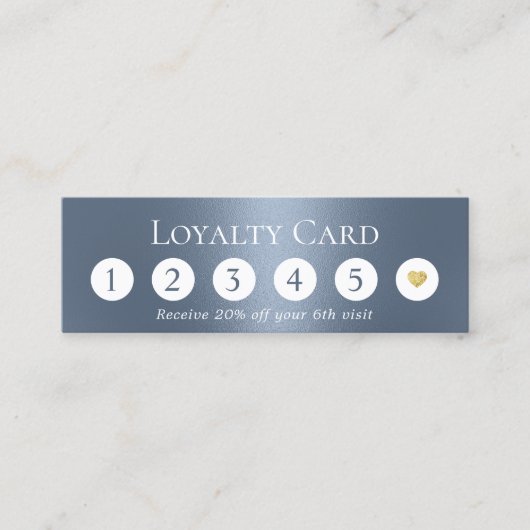 ダスティーモダンブルーメタリック美しいサロンロイヤリティ ロイヤリティカード (正面)