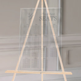 ダスティーモダンブルーモノグラム結婚スクリプトの座席 アクリルサイン