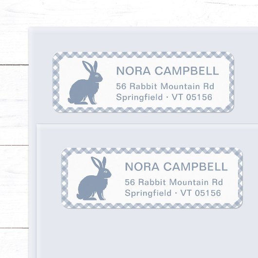 ダスティーモダンブルーラビットギンガム差出人住所 ラベル