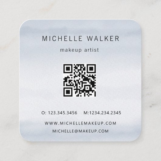 ダスティーモダンブルーランドスケープエレガント名刺 スクエア名刺 (裏面)