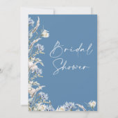 ダスティーモダンブルーワイルドフラワーズブライダルシャワー 招待状 (裏面)